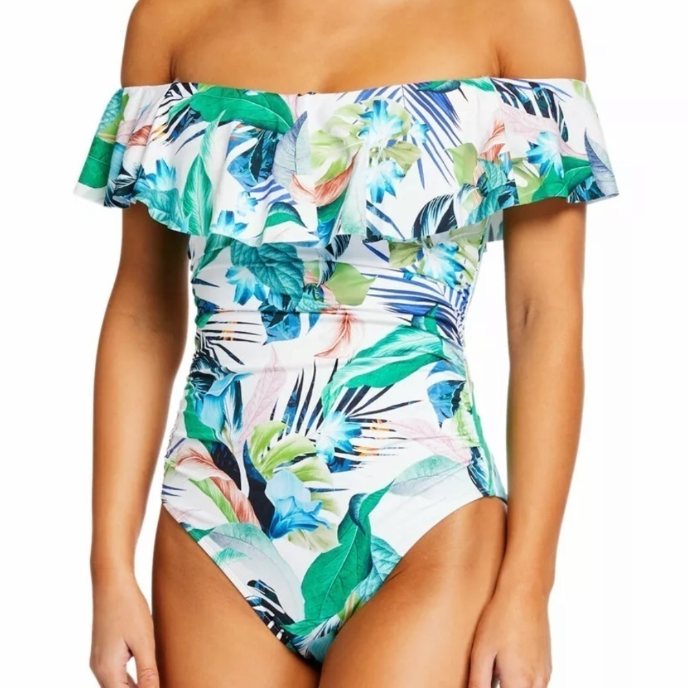 La Blanca MULTI in the Moment Off-the Shoulder One-Piece Swimsuit, US 0